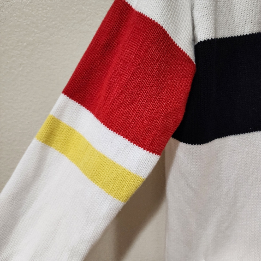 Lauren Ralph Lauren Varsity Style Cardigan Sweater Stripe Cotton Oversized Small - Picture 2 of 6